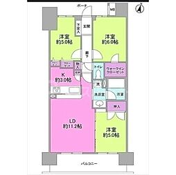 グランカーサ新小岩 3LDKの間取図画像