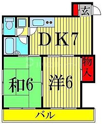 新小岩不二ビル 2DKの間取図画像
