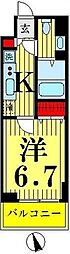 CASSIA押上 1Kの間取図画像
