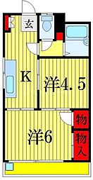 石川コーポ 2Kの間取図画像