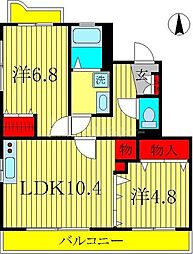 フラワーマンション 2LDKの間取図画像