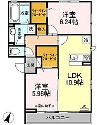 ソレイユ・ジン 2LDKの間取図画像