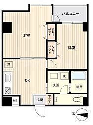 ロフティー平井 2DKの間取図画像