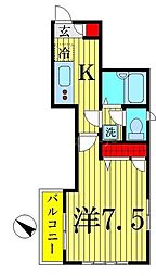 COURTCLEMENT 1Kの間取図画像