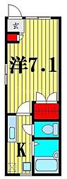 フローラ新小岩 1Kの間取図画像