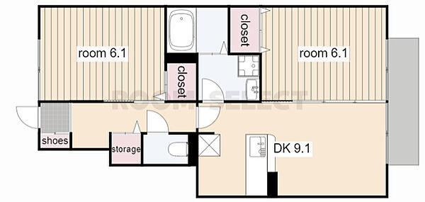 アムール エスポア 101｜愛知県名古屋市名東区延珠町(賃貸アパート2DK・1階・50.27㎡)の写真 その2