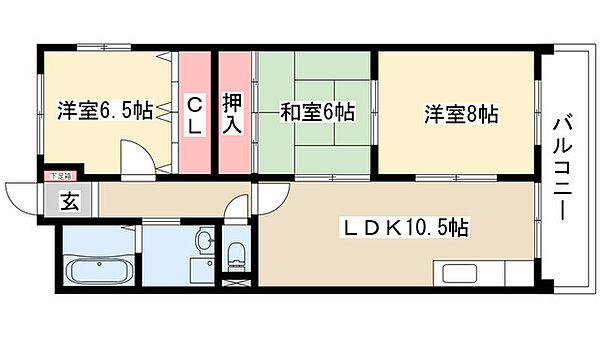 サンハイツいぼら 5C｜愛知県長久手市熊田(賃貸マンション3LDK・5階・69.61㎡)の写真 その2