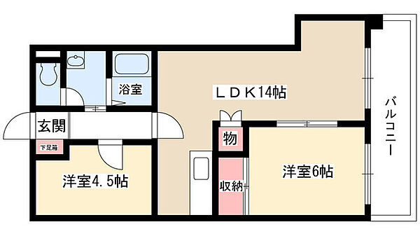 スカイライフ新宿 205｜愛知県名古屋市名東区新宿２丁目(賃貸マンション2LDK・2階・58.41㎡)の写真 その2