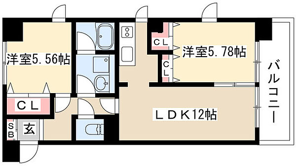 La FELMO菊坂 805｜愛知県名古屋市千種区菊坂町１丁目(賃貸マンション2LDK・8階・54.79㎡)の写真 その2