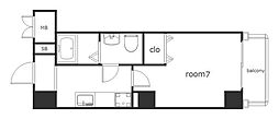 Casa八番館 1Kの間取図画像