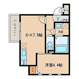 MOVE六番町WEST 1DKの間取図画像