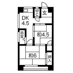 南分ビル 2DKの間取図画像
