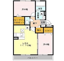 カーサフェリーチェ1 2LDKの間取図画像