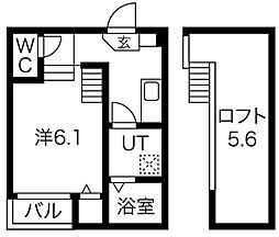 Gloria栄生 1Kの間取図画像