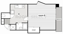 ロイヤル楠元 1Kの間取図画像