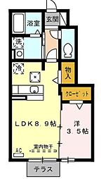 シャトレ中村 1LDKの間取図画像