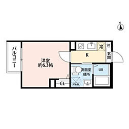 T.A矢田東 1Kの間取図画像