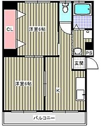 コーポよもぎ 2DKの間取図画像