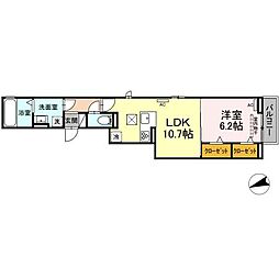 プルミエ 1LDKの間取図画像