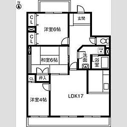 三旺マンション第2社台 3LDKの間取図画像