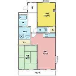 グランドール・K 2LDKの間取図画像