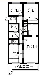 エミネンス覚王山 2LDKの間取図画像