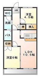 エスポアロイヤル 2LDKの間取図画像
