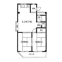 第2リバーサイド清水 2LDKの間取図画像