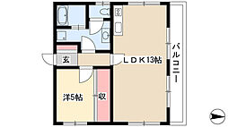 シャトー上社 1LDKの間取図画像