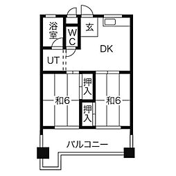 コーポ香流橋 2LDKの間取図画像