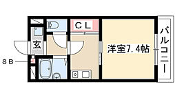 タカギビルディング 1Kの間取図画像