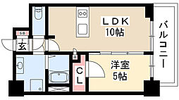 プレサンス栄ブリオ 1LDKの間取図画像