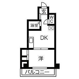 第五名昭ビル 1DKの間取図画像