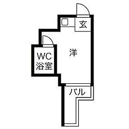 クロンド藤ケ丘 ワンルームの間取図画像
