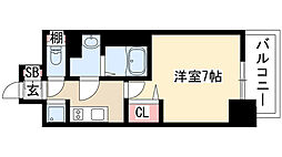 プレサンス上前津フィット 1Kの間取図画像