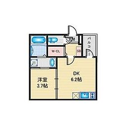 ラ・グラシューズ 1DKの間取図画像
