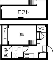 ステータス名駅西 1Kの間取図画像