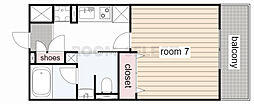 フレールコート東別院 1Kの間取図画像