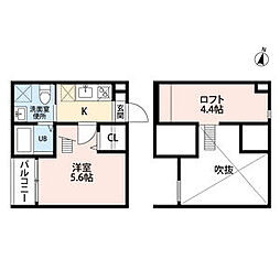 カーサベル稲生 1Kの間取図画像