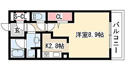 グランツ八瑞仙 1Kの間取図画像