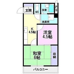 ヒルズ喜多山 2Kの間取図画像