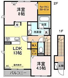 サニープレイス十一屋G 2LDKの間取図画像
