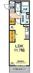 D-room松葉 ワンルームの間取図画像