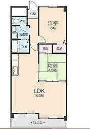 ハイツ太陽A棟 2LDKの間取図画像