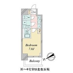 オーキッドレジデンス鶴舞 1Kの間取図画像