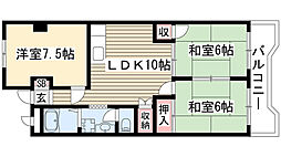 サンハイツ二城 3DKの間取図画像