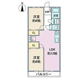 東名ビルディング 2LDKの間取図画像