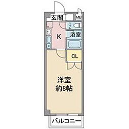 レージュ松原 1Kの間取図画像