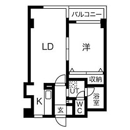 ARK21ビル 1LDKの間取図画像