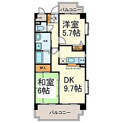 エクセレントみずの 2DKの間取図画像